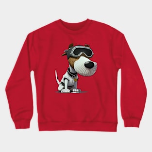 Dog with pilot glasses a cartoon illustration Crewneck Sweatshirt